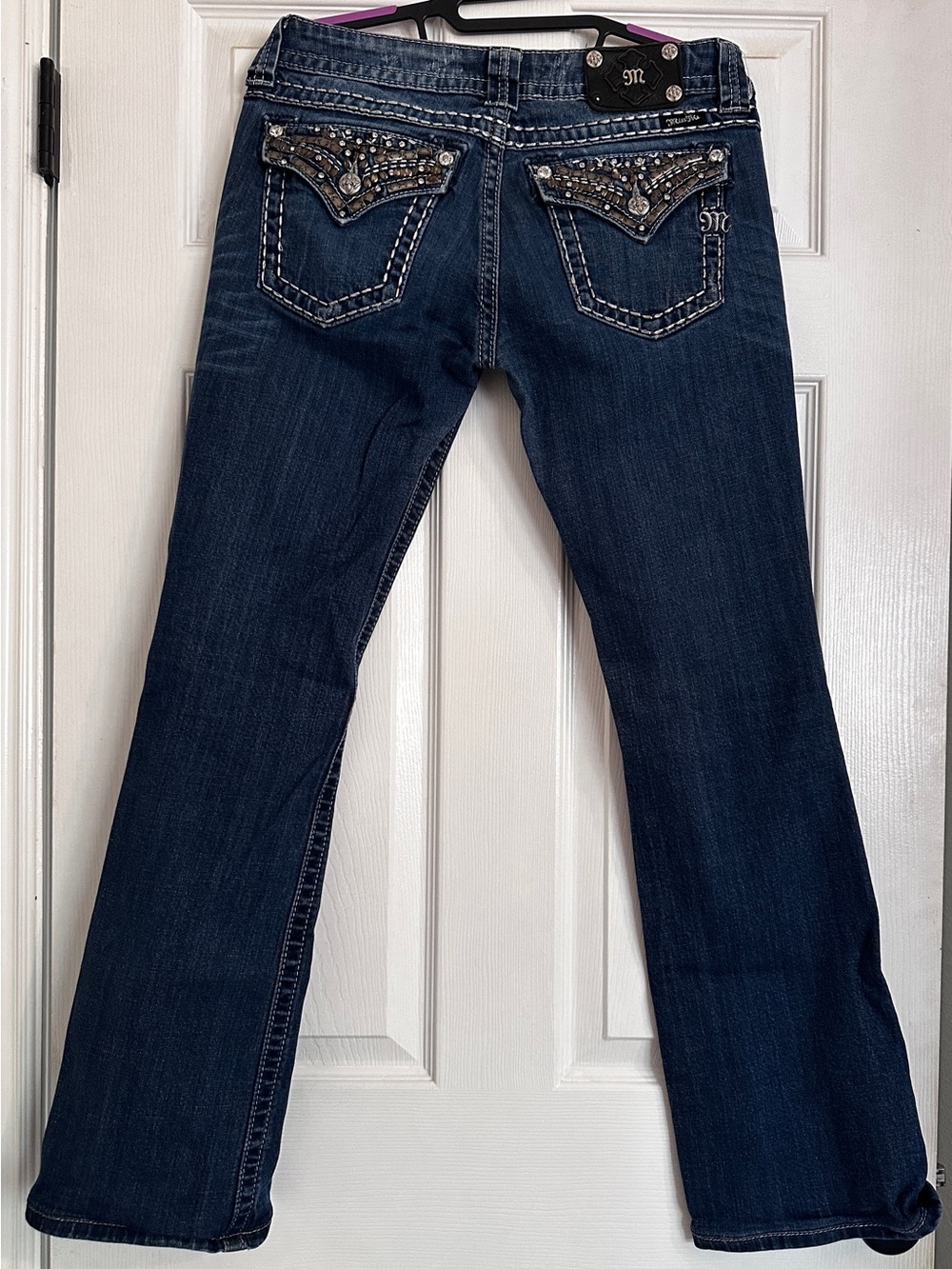 Miss Me Medium Blue Bootcut Jeans with Embellished Back Pocket
